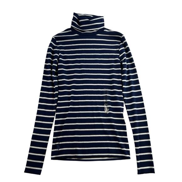 Polo Ralph Lauren XS Turtleneck Sweater Navy Striped Pullover Preppy Nautical - Picture 1 of 11